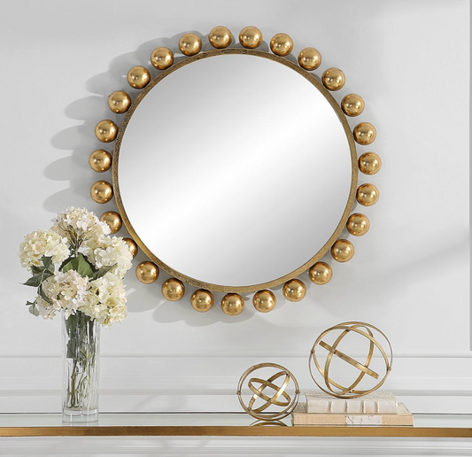 Leila Beaded Gold Mirror