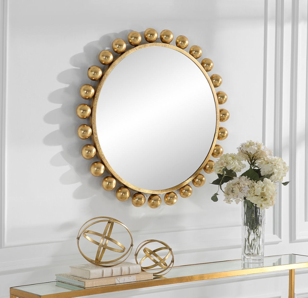Leila Beaded Gold Mirror
