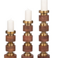 Hollis Wood & Gold Candleholders, Set of 3