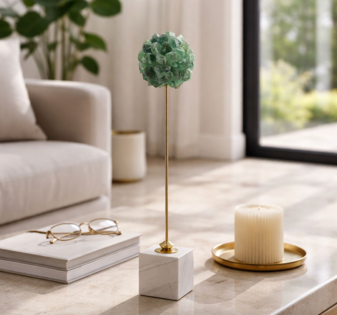 Green Stone Orb Statuary