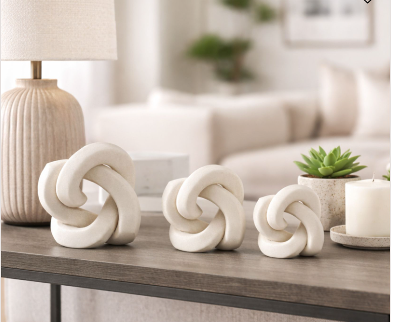Peyton White Knots, Set of 3