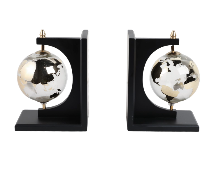 Atlas Globe Bookends, Set of 2