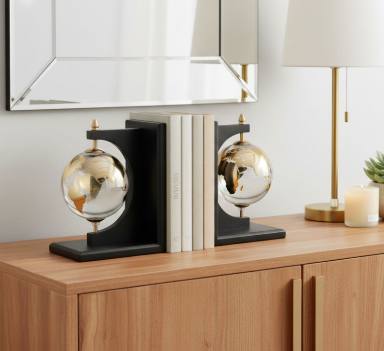 Atlas Globe Bookends, Set of 2