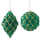 Green & Gold Pattern Glass Ornaments (Various Styles)