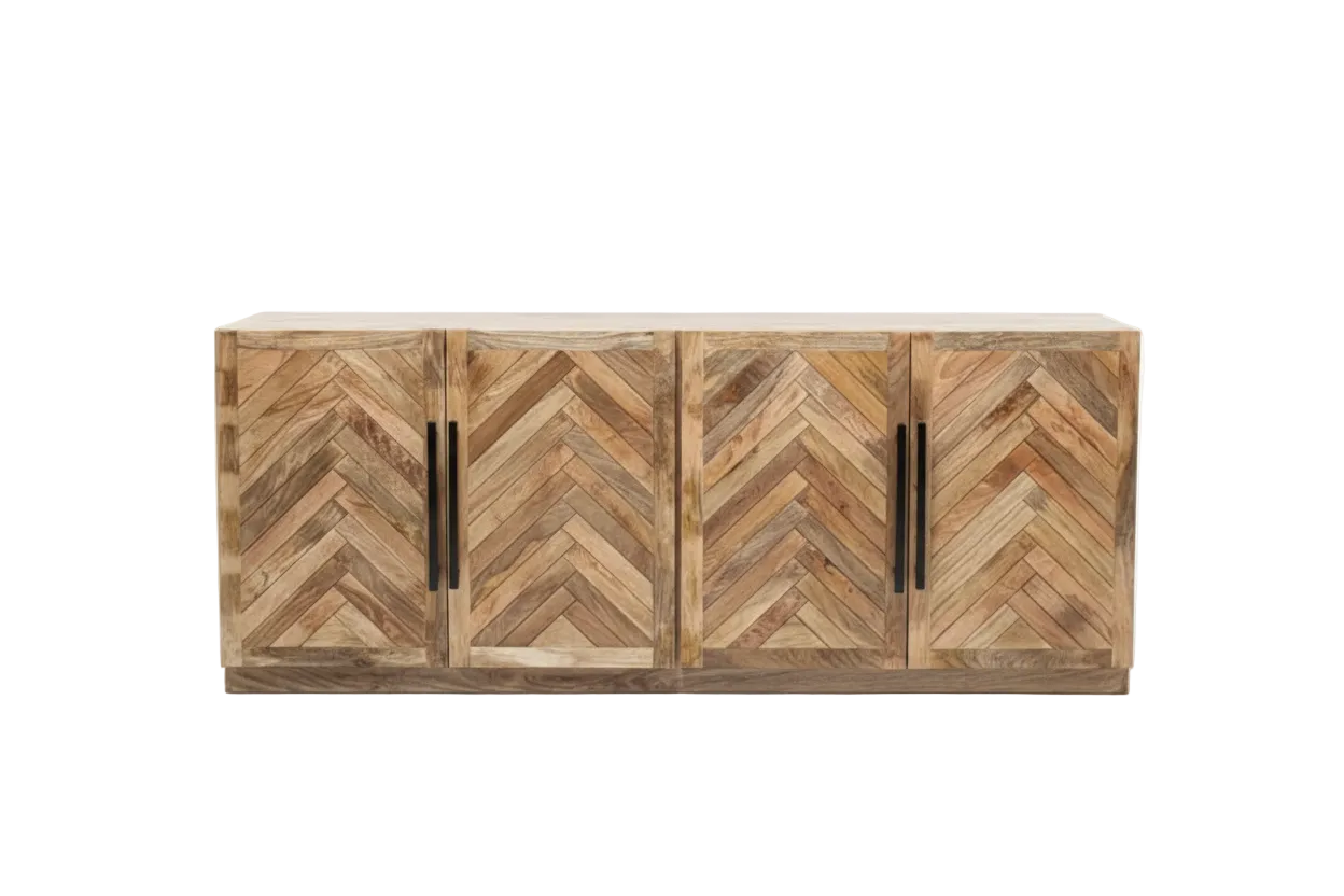 Wooden cabinet with chevron pattern 