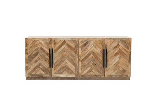 Wooden cabinet with chevron pattern 