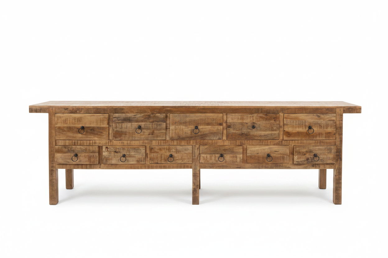 11 Drawer Mango Wood Console