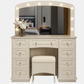 9-Drawer Makeup Vanity w/ 10 Hollywood Bulbs and Stool