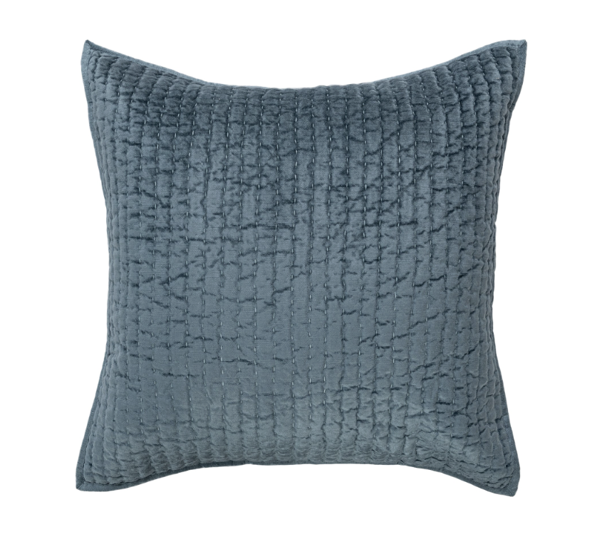 Bari Velvet Euro Sham, Stone Blue