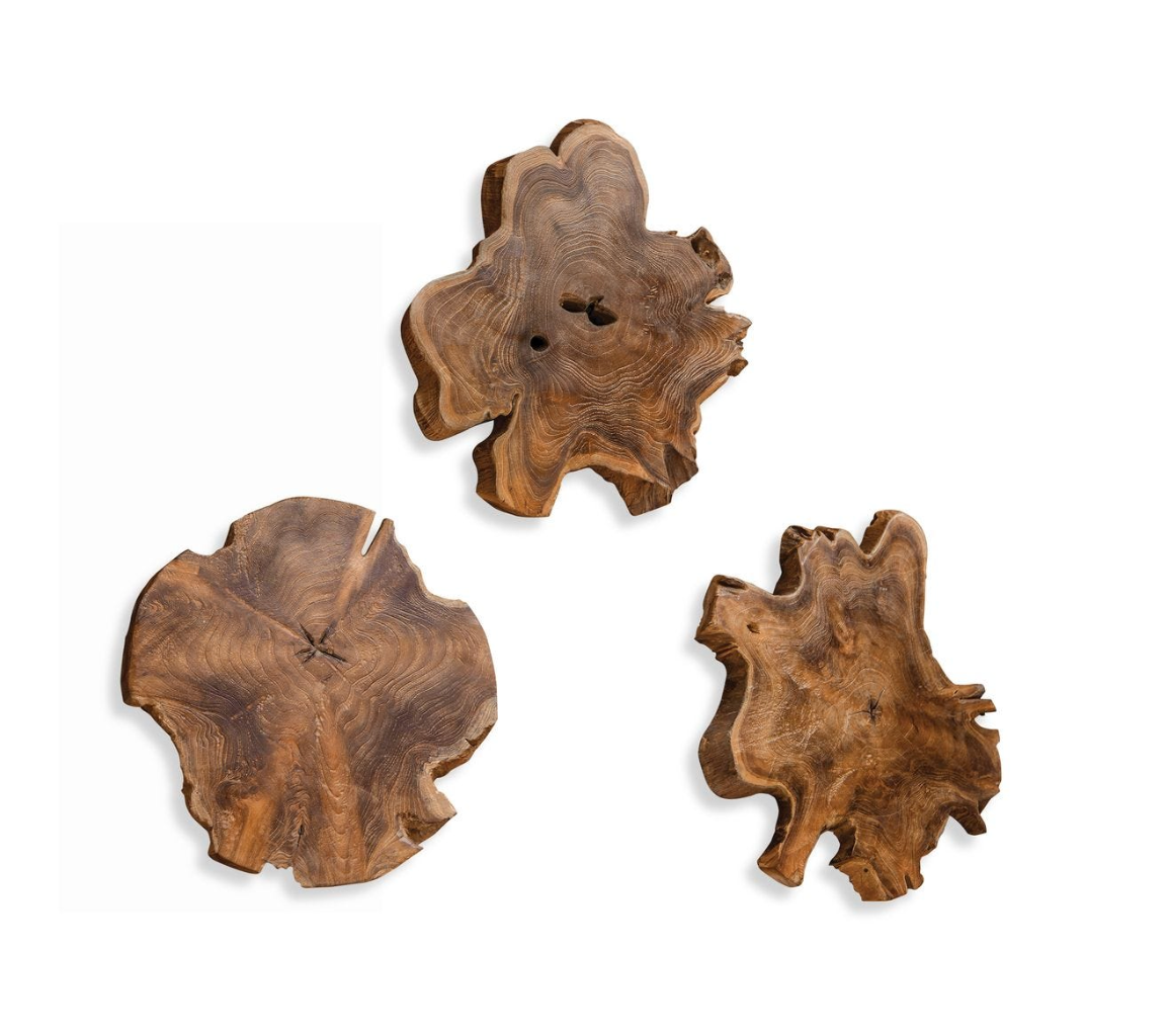 Kalani Natural Indoor-Outdoor Wood Wall Decor (Set of 3)
