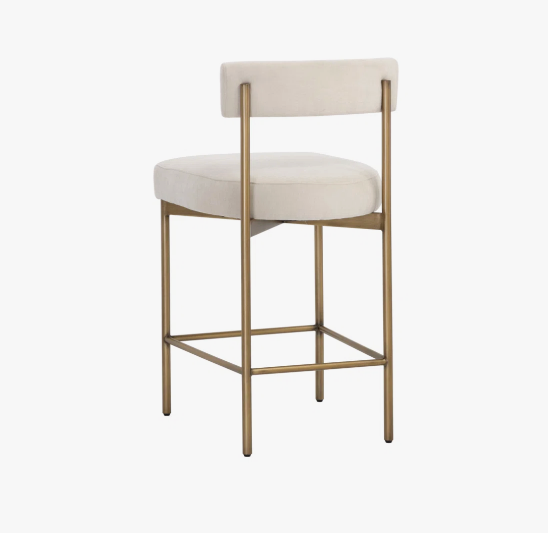 Vivi Counter Stool, Antique Brass and Ivory