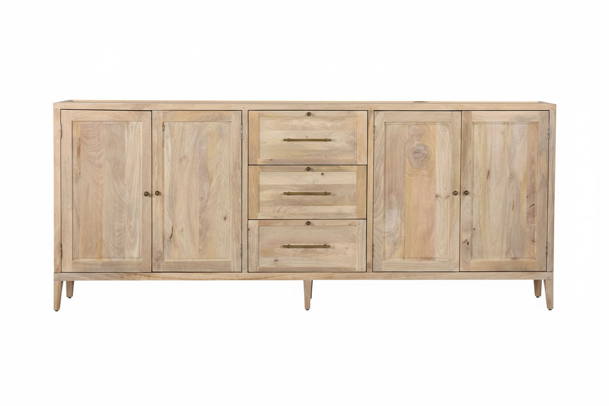 96" Charlotte Narrow Sideboard, Light Brown
