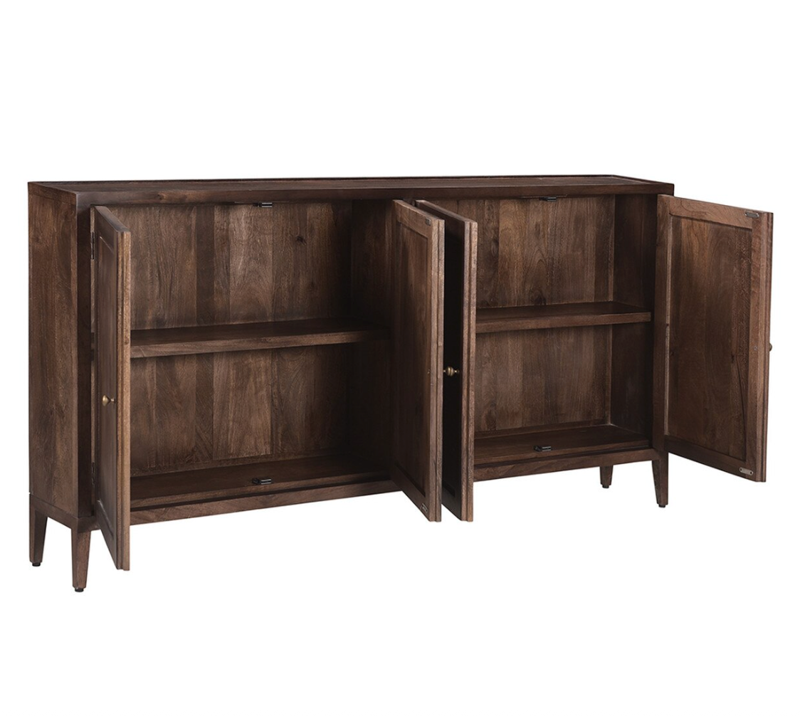 72" Charlotte Narrow Sideboard, Dark Brown