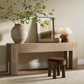 Abaso Console Table, Whitewash Oak