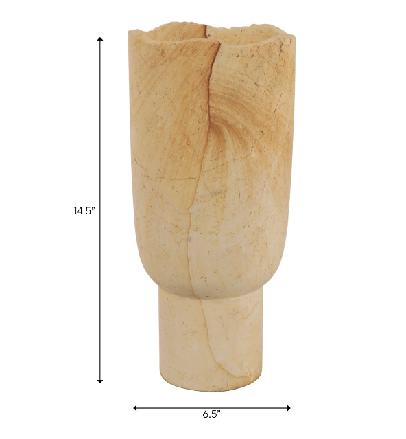 14" Sandstone Carved Vase