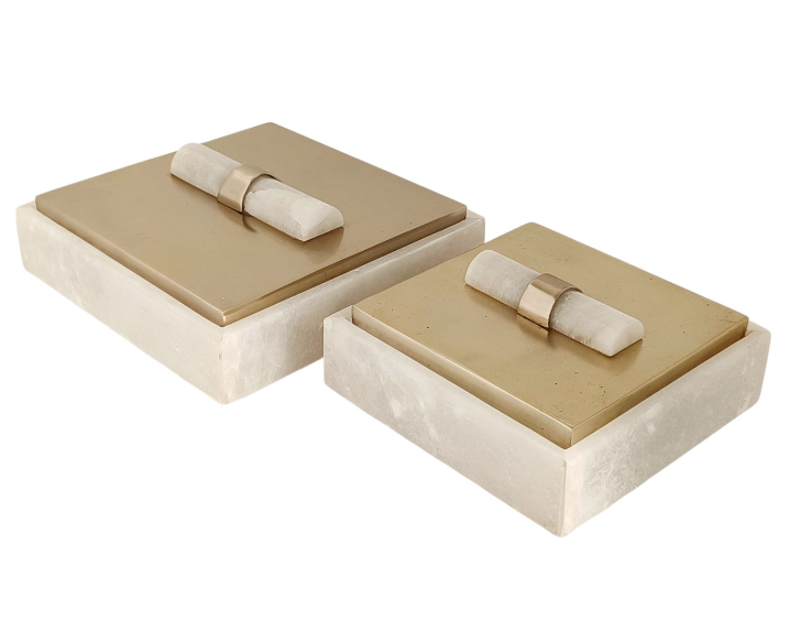 Ascend Alabaster and Metal Box (Various Sizes)