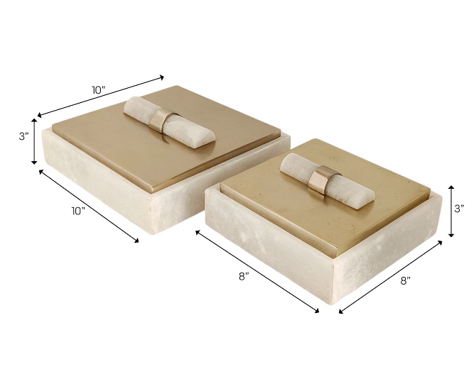 Ascend Alabaster and Metal Box (Various Sizes)