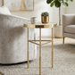22" Travertine and Gold Accent Table
