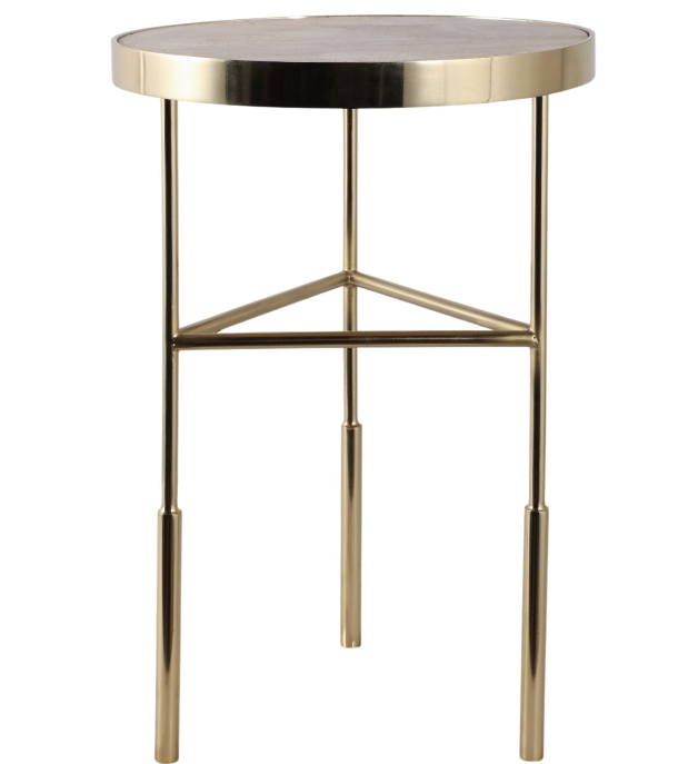 22" Travertine and Gold Accent Table