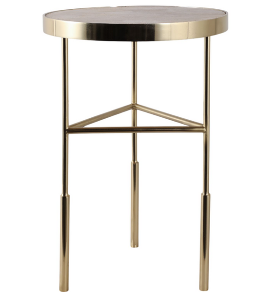 22" Travertine and Gold Accent Table