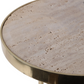 22" Travertine and Gold Accent Table