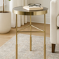 22" Travertine and Gold Accent Table