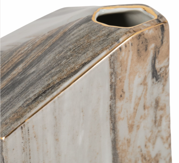 5" Gray and Tan Ceramic Vase