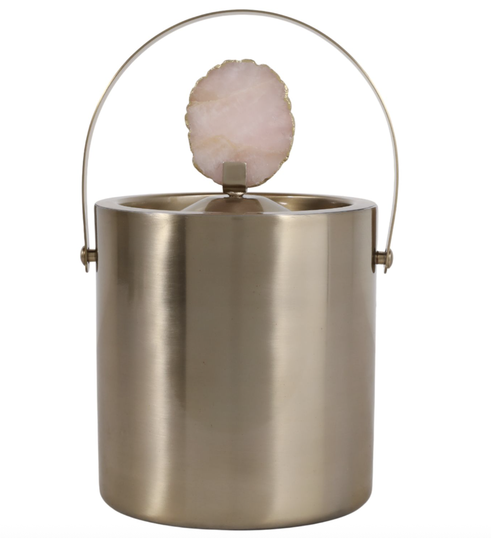 10" Rose Quartz Ice Bucket