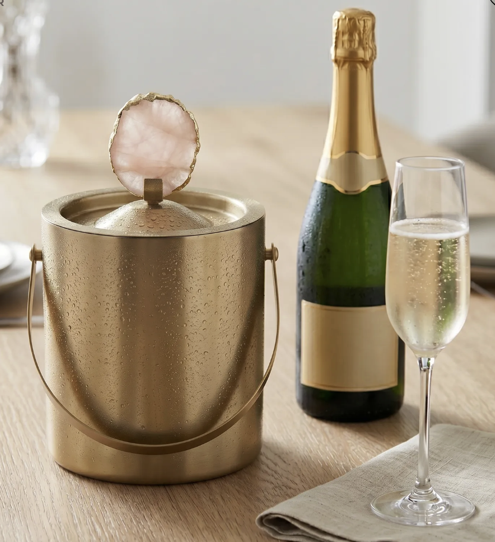 10" Rose Quartz Ice Bucket
