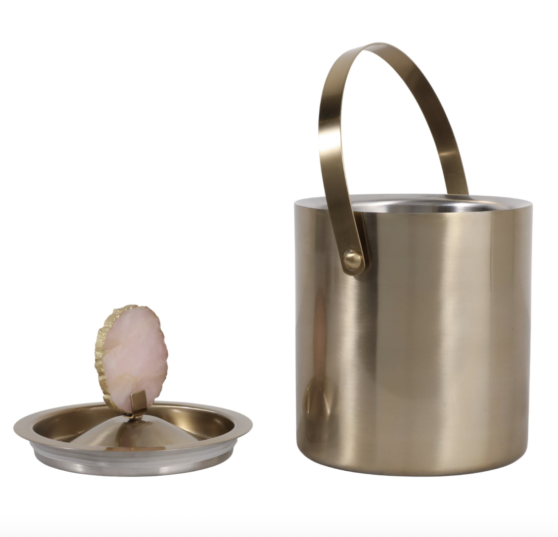 10" Rose Quartz Ice Bucket