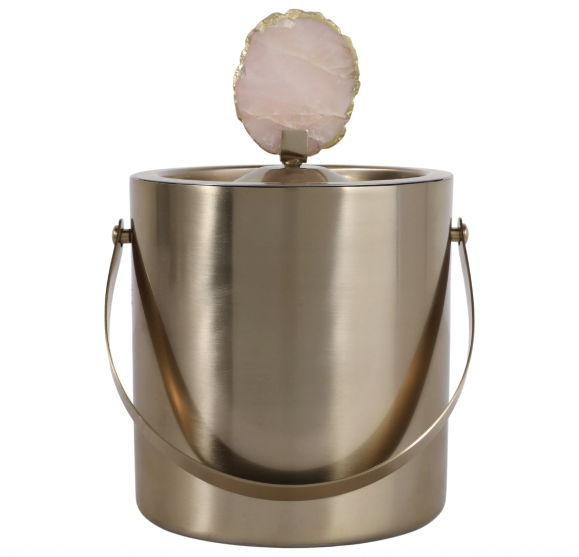 10" Rose Quartz Ice Bucket