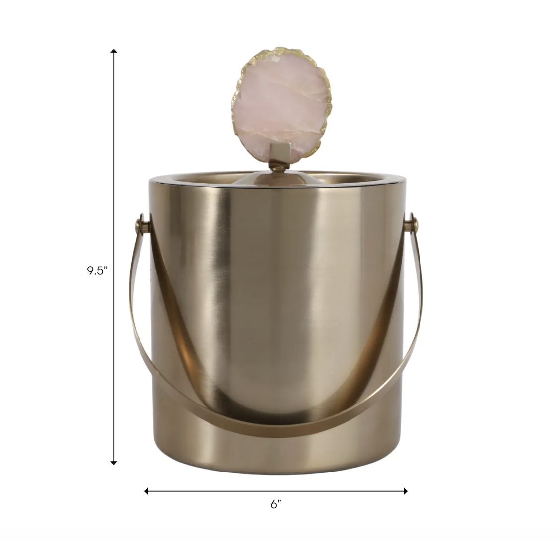 10" Rose Quartz Ice Bucket