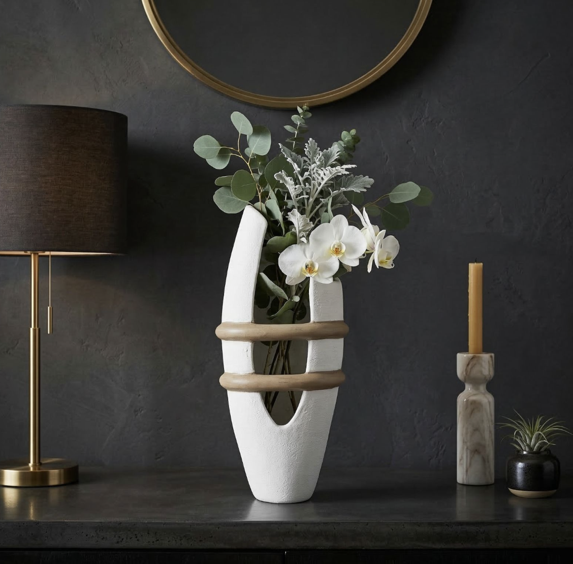 18" Ravenna White Vase