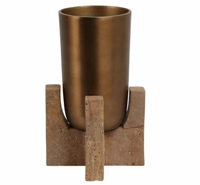 13" Fridley Travertine Vase