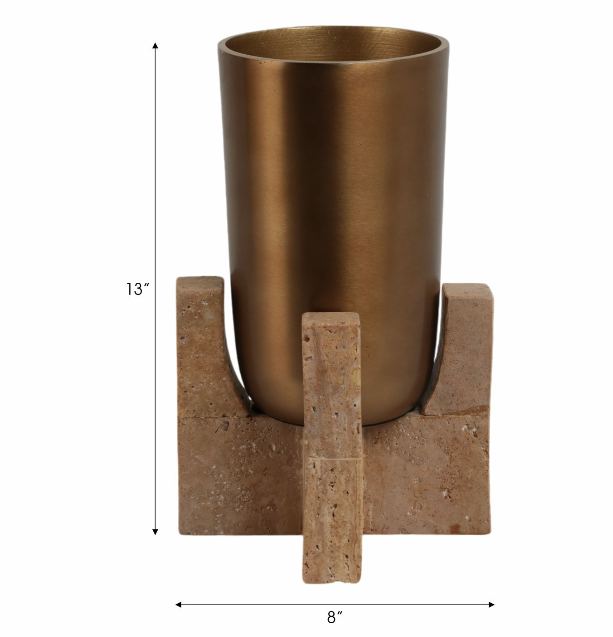 13" Fridley Travertine Vase