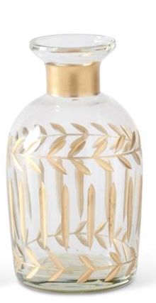 Gold Glided Leaf Etched Clear Vases (Various Sizes)