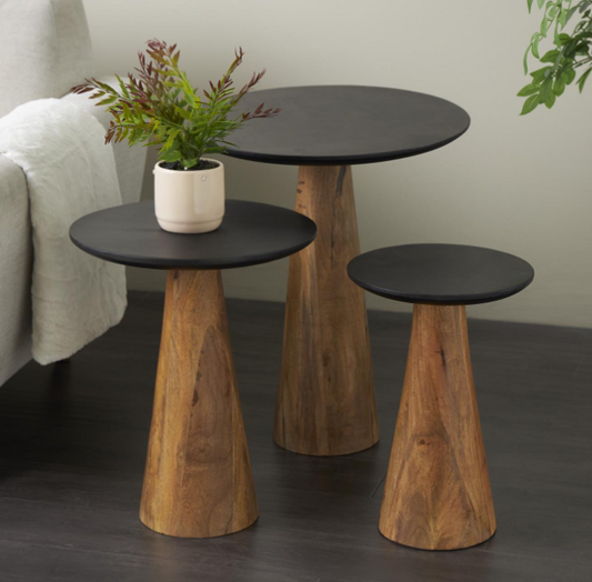 Brown Mango Wood Cone Side Table (Various Sizes)