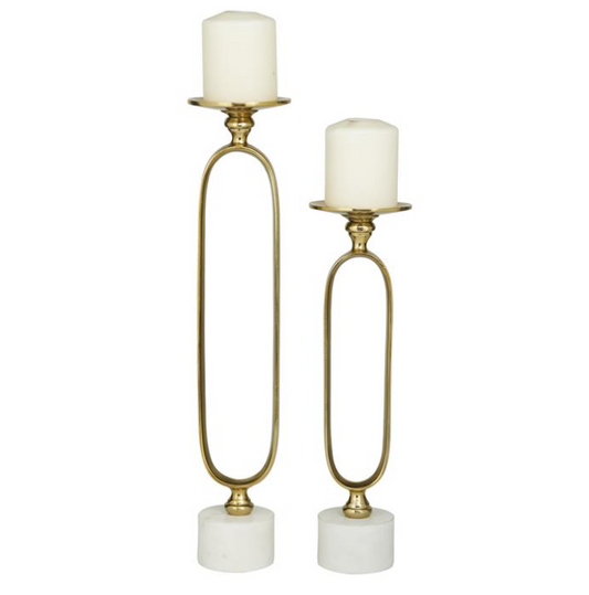 Gold Aluminum Metal Candle Holders, Set of 2