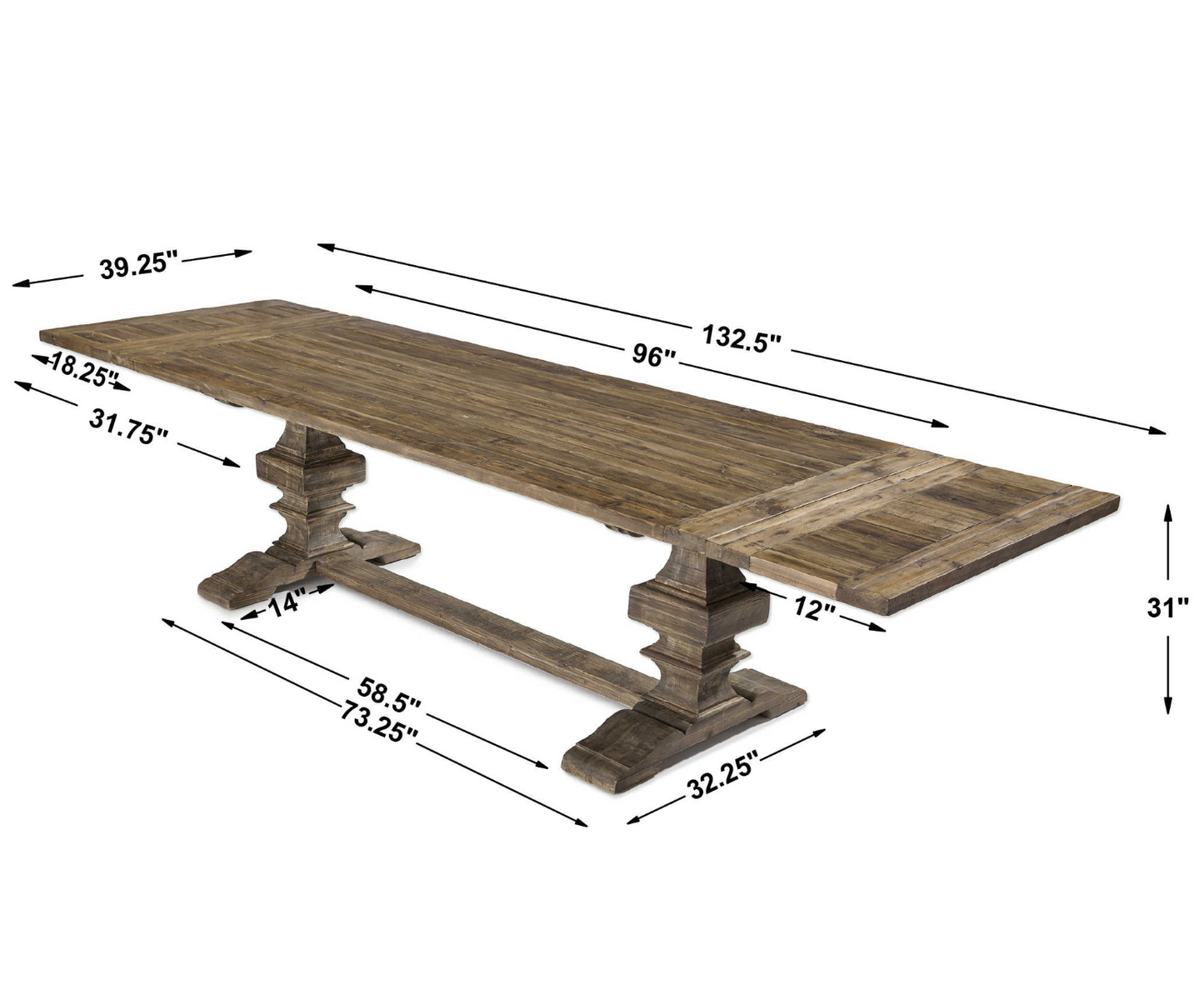 Baldrick Extension Dining Table, Warm Honey