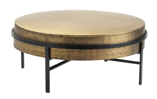 Hudson Textured Cocktail Table, Brass