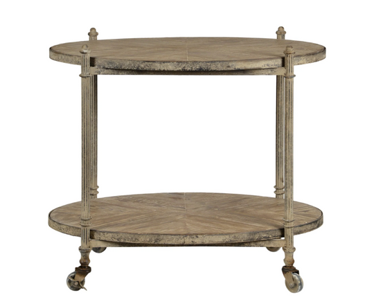 Oval Wooden Bar Cart