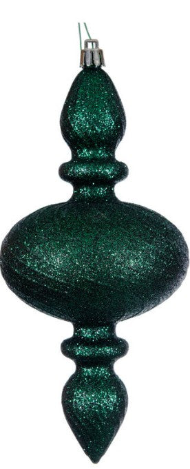 8.2" Midnight Green Swirl Finial Ornament (Various Styles)
