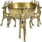 Bowl with 3 Deer Pedestal, Antique Gold