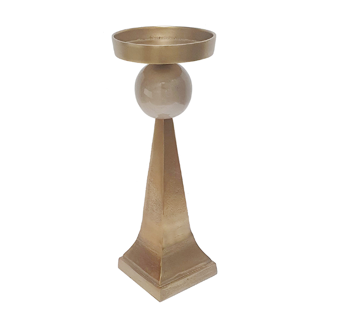 Aluminum Pillar Candle Holder w/ Antique Gold Finish (Various Sizes)