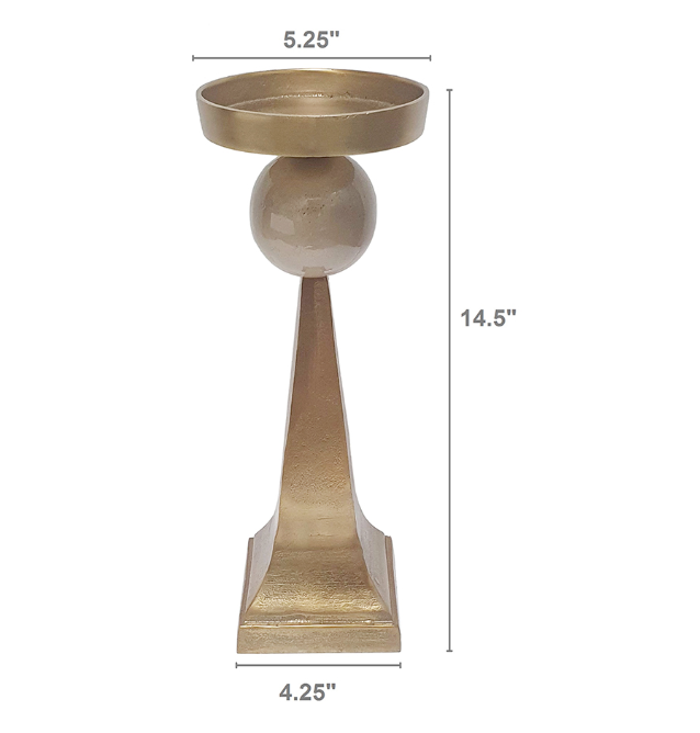 Aluminum Pillar Candle Holder w/ Antique Gold Finish (Various Sizes)