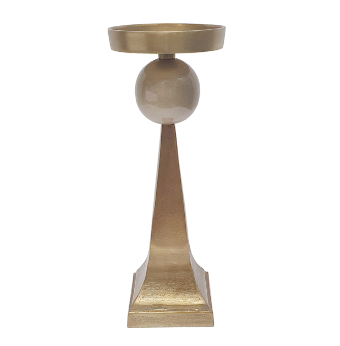 Aluminum Pillar Candle Holder w/ Antique Gold Finish (Various Sizes)