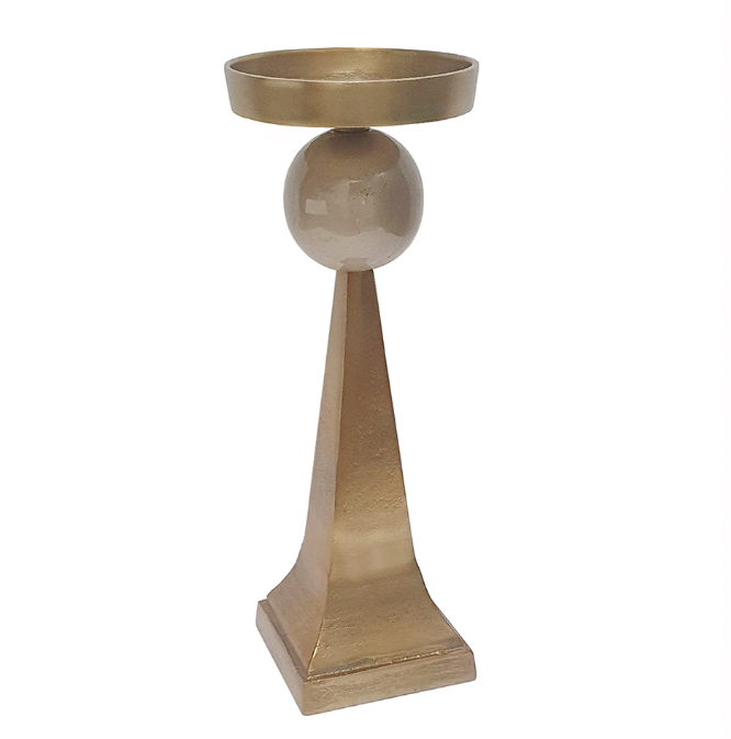 Aluminum Pillar Candle Holder w/ Antique Gold Finish (Various Sizes)