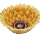 Decorative ceramic bowl shaped like a sunflower on a white background