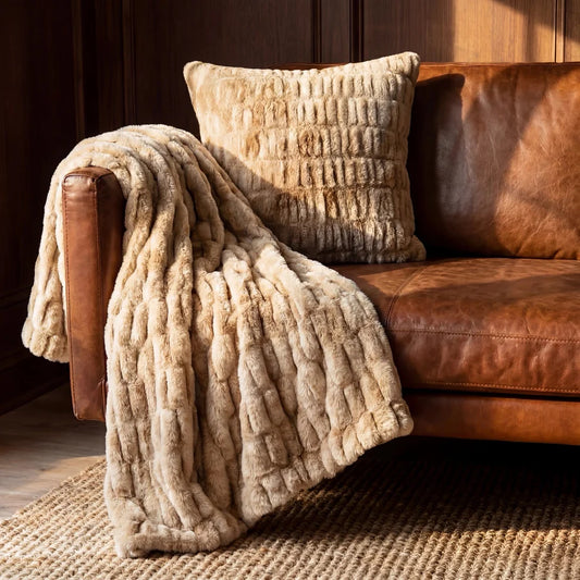 Ruched Rabbit Double-Sided Throw, 50"x80"