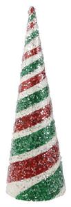 Glitter Swirl Cone Tree, Red/White/Emerald (Various Sizes)